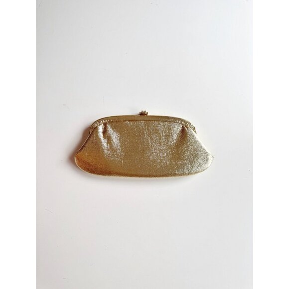 Vintage CINDERELLA Gold Lame Kiss Lock Evening Purse Clutch Bag - Picture 3 of 10